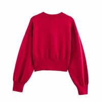 Fashionable heart-shaped button puffy long-sleeved knitted jacket - Thumbnail 1