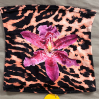 Brown leopard print floral tube top - Thumbnail 1