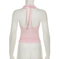 Vintage embroidered lace halter neck suspenders - Thumbnail 3