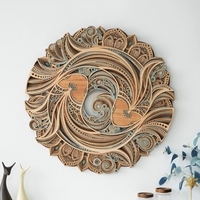 STEREOWOOD Koi and Lotus Multi-Layer Wall Art, Large Geometric Wood Wall Art - Thumbnail 1