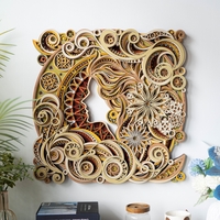 STEREOWOOD Girl Amongst Flow Multi-Layer Wall Art, Large Geometric Wood Wall Art - Thumbnail 1