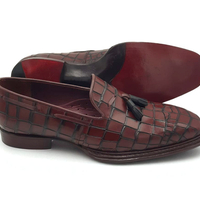 Crafted Leather Classic Brown Crocodile Leather Tassel Loafers Dress Shoes - Thumbnail 1
