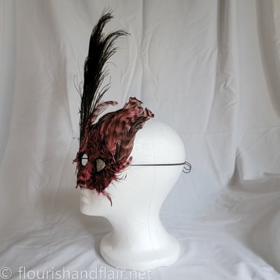 Pink feather half mask