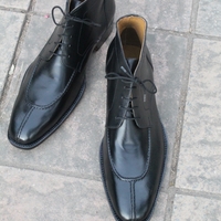Crafted Leather Classic Handmade Black Calf Leather Chukka Boot - Thumbnail 6
