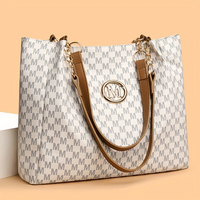 Vintage Geometric Tote Bag Synthetic Leather Letter "M" Design for Women Handbag - Thumbnail 8