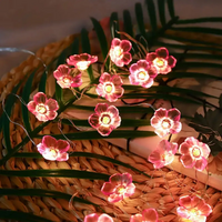 1PC 10/20/30 LED Cherry Blossom Fairy Lights Pink Flower Atmosphere String Lamp - Thumbnail 1