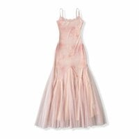 Mesh splicing suspender dress seaside holiday temperament hip long skirt - Thumbnail 3
