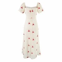 Romantic printed design A-line maxi dress holiday style slim fit dress - Thumbnail 1