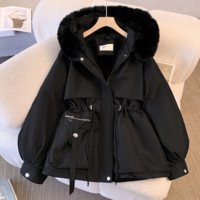 Fleece Lined Hooded Down Jacket  Warm Winter Coat for Women - Thumbnail 5