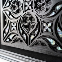STEREOWOOD Aurora Rose Wall Art - Hand Carved Mother of Pearl in Black Frame, Geometric Home Decor, Wedding Anniversary Gift, Wall Sculpture - Thumbnail 3