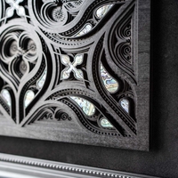 STEREOWOOD Aurora Rose Wall Art - Hand Carved Mother of Pearl in Black Frame, Geometric Home Decor, Wedding Anniversary Gift, Wall Sculpture - Thumbnail 6