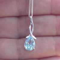 BOXED GIFT SET/Blue Topaz Pendant 18" Sterling Silver Chain/Topaz Necklace/Topaz Jewellery/Topaz Earrings/Topaz Jewelery/November Birthstone/UK - Thumbnail 3
