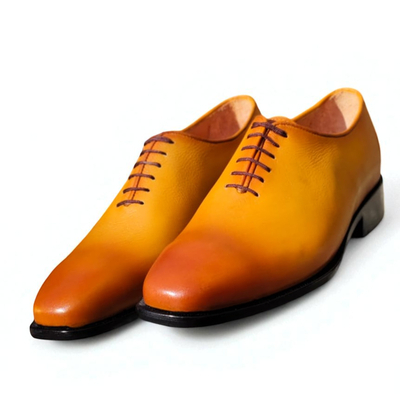 Crafted leather classic men tan patina leather formal oxford lace up dress shoes