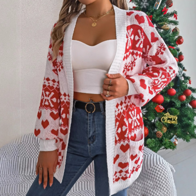 Loose pocket long sleeved cardigan sweater jacket