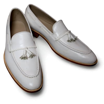Crafted leather classic white leather tassel loafers dress shoes