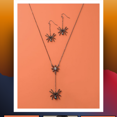 Wicked web necklace & earring set