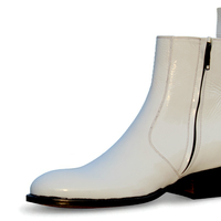 Crafted Leather White Patent Leather Ankle High Side Zipper Jodhpur Boot - Thumbnail 3