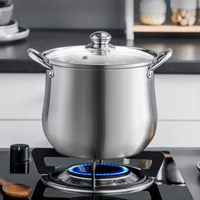 1pc Large Stainless Steel Stock Pot - Ideal for Soups, Stews, and More - Thumbnail 2