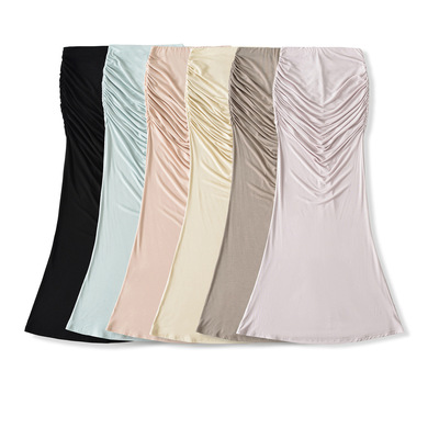 Sexy pure desire hip-wrapped pleated fishtail maxi skirt