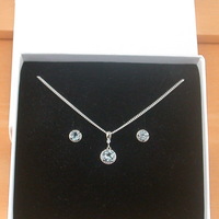 BOXED GIFT SET/ Sterling Silver Blue Topaz Gemstone Pendant & Chain/Blue Topaz Necklace/Topaz Jewellery/Topaz Jewelry/Topaz Necklace/Topaz Earrings/UK - Thumbnail 9