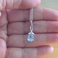 BOXED GIFT/Blue Topaz Pendant 18" Sterling Silver Chain/Topaz Necklace/Topaz Jewellery/Topaz Jewelry/Topaz Jewelery/November Birthstone/UK - Thumbnail 4