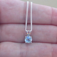 BOXED GIFT/Blue Topaz Solitaire Pendant & 18" Silver Chain/Blue Topaz Necklace/Topaz Jewellery/Topaz Jewelery/November Birthstone/UK - Thumbnail 3