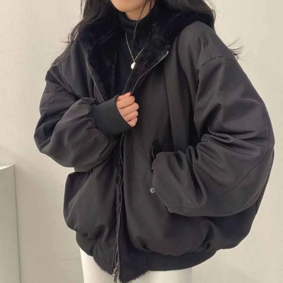 Women's warm thick double-sided hooded coat 