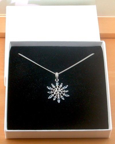 BOXED GIFT/Sterling Silver Blue Topaz Triquetra Pendant & Chain/Blue Topaz Triquetra Necklace/Topaz Jewellery/Topaz Jewelry/UK