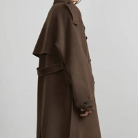 Classy Double Breasted Long Sleeve Women’s Woolen Coat - Thumbnail 1