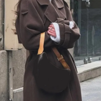 Classy Double Breasted Long Sleeve Women’s Woolen Coat - Thumbnail 2