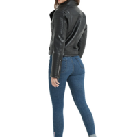 Motorcyle Style Women’s Faux PU Leather Jacket - Thumbnail 2