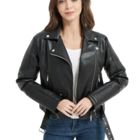 Motorcyle Style Women’s Faux PU Leather Jacket - Thumbnail 3