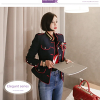 Navy Blue Women’s Vintage Stand Collar Jacket - Thumbnail 1