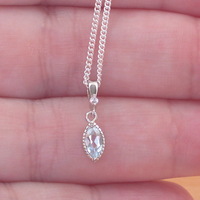 BOXED GIFT/Sterling Silver Blue Topaz Marquise Pendant & Chain/Blue Topaz Necklace/Topaz Necklace/Topaz Jewellery/Topaz Jewelry/UK - Thumbnail 3