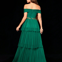 Line collar irregular three-dimensional embroidered multi-layer gauze long dress - Thumbnail 1