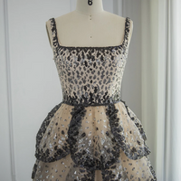 Luxury Dubai Ball Gown Evening Dress Sparkly Sequin Tiered Ruffles  - Thumbnail 5
