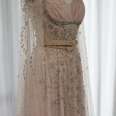 Evening Dresses Luxury Celebrity Beaded Tassel High Slit 