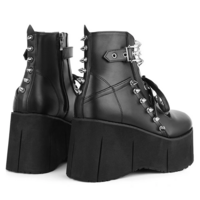 Stylish Wedge Heel Rivet Goth Punk High Platform Ankle Boots for Women - Thumbnail 4