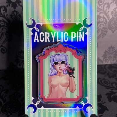 'eat your makeup' 2.5" acrylic pin
