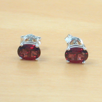 925 garnet stud earrings/sterling silver garnet earrings/silver garnet stud earrings/garnet jewellery/garnet jewelry/january birthstone - Thumbnail 5