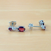 BOXED GIFT SET/Sterling Silver Garnet & Cz Pendant & Chain/Garnet Necklace/Garnet Jewellery/Garnet Jewelry/Garnet Earrings/UK - Thumbnail 2