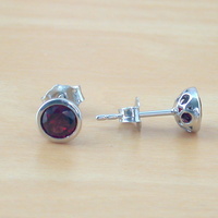 BOXED GIFT SET/Sterling Silver Garnet & Cz Pendant & Chain/Garnet Necklace/Garnet Jewellery/Garnet Jewelry/Garnet Earrings/UK - Thumbnail 6
