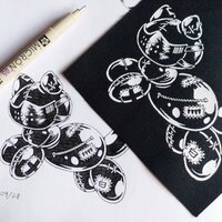 NEW! Patched-up Balloon Cat with Muzzle Mask Goth Punk Patches - Thumbnail 4