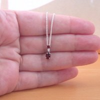 BOXED GIFT/Sterling Silver Garnet & Cz Pendant & Chain/Garnet Necklace/Garnet Jewellery/Garnet Jewelry/Gemstone Necklace/UK - Thumbnail 4