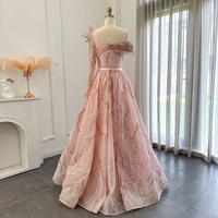  Luxury Dubai Ball Gown Gold Evening Dress for Women - Thumbnail 4