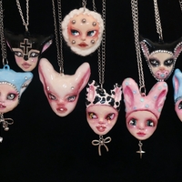 Handmade pierced bunny moira necklace (unique) - Thumbnail 6