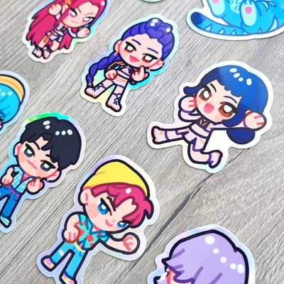 Huntrix Rumi Mira Zoey Saja boys Jinu Romance Abby Baby Mystery Blue tiger Kpop Demon Hunters sticker - Thumbnail 1