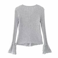 Sweet style ruffled patchwork warm long-sleeved bottoming sweater - Thumbnail 3