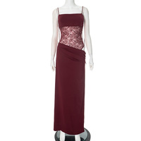 Lace-Panel Half-High Neck Slim-Fit Transparent Sexy Dress - Thumbnail 8