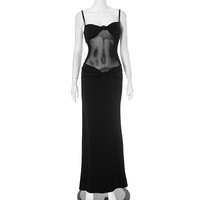 Twisted mesh fitted dress with detachable straps - Thumbnail 5